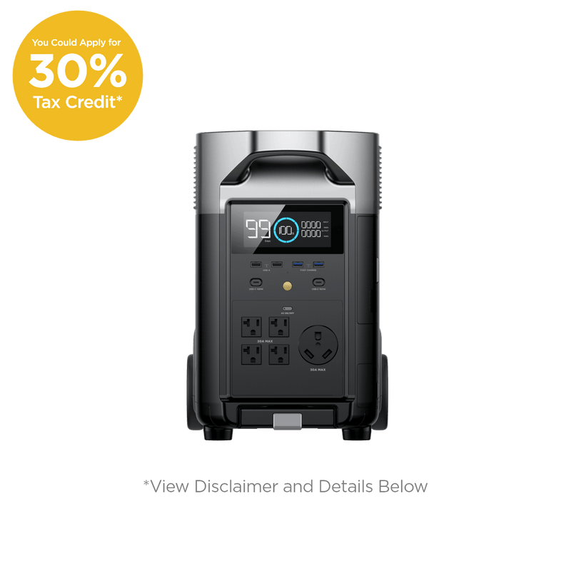 Portable power station with a digital display, black and gray color scheme.