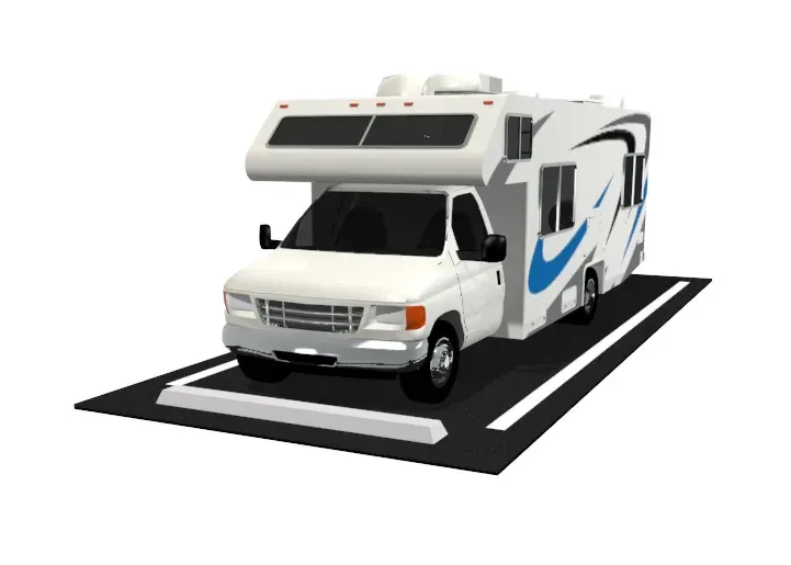 Motorhome parked in an outdoor RV and boat storage space at PACA Self Storage in Payson, Utah