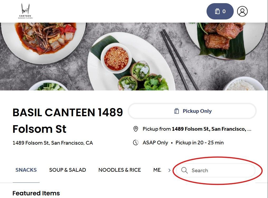 Image explain guess to use search function to search for a presale Bluf dinner ticket on Toast ordering platform