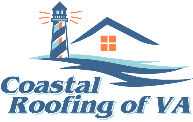 Logo for Coastal Roofing of VA featuring a blue and orange lighthouse and house icon above the company name.