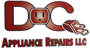 Logo for DC Appliance Repairs LLC with red letters and a power plug graphic