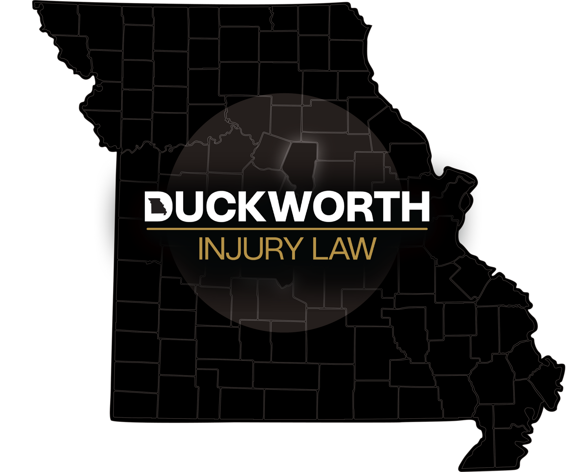 Black Missouri Icon With Duckworth Logo. Fight Your Premises Liability Claim With Duckworth.