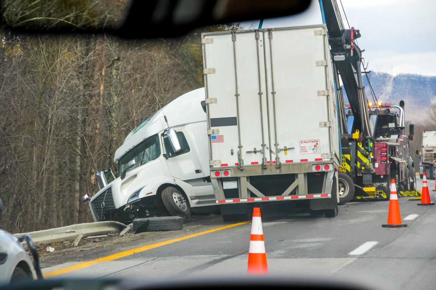 A Semi Truck After Jack-Knifing In A Truck Accident. Call Duckworth Injury Law For A Case Review. 