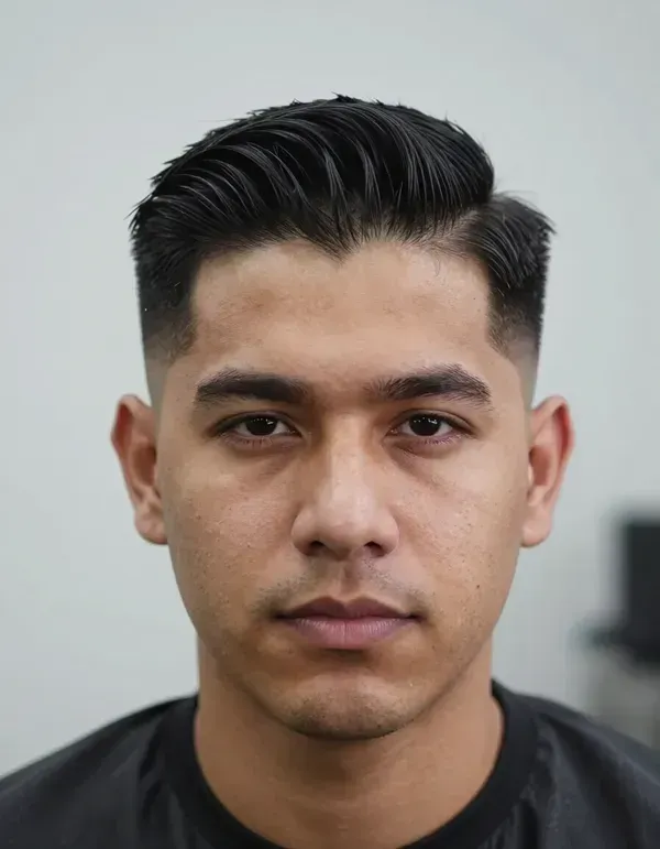 Portrait of a man with short dark hair, neutral expression, against a plain gray background