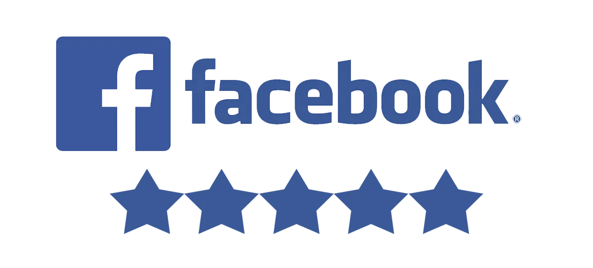 A facebook logo with five stars on it.