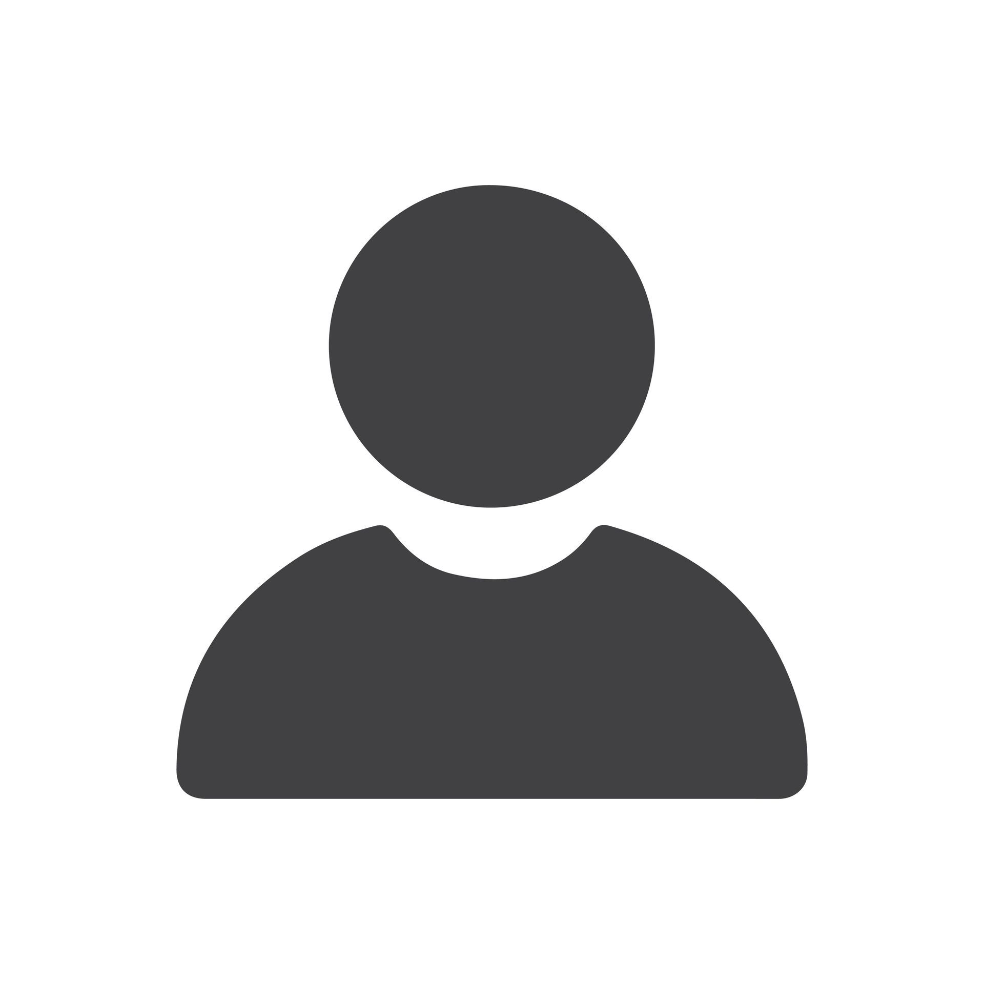 Gray user profile icon on a white background