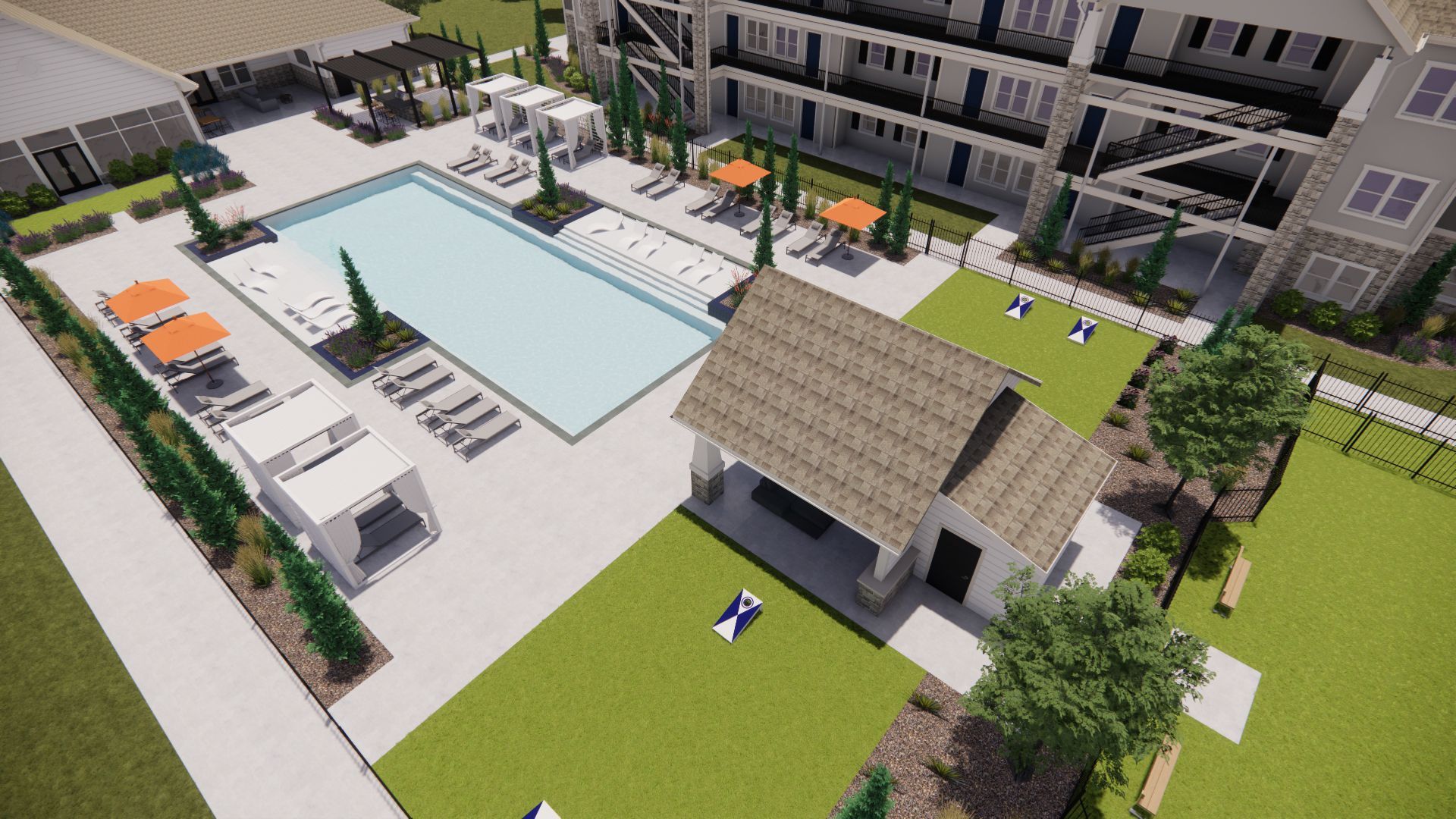 Apartment Complex Pool Rendering
