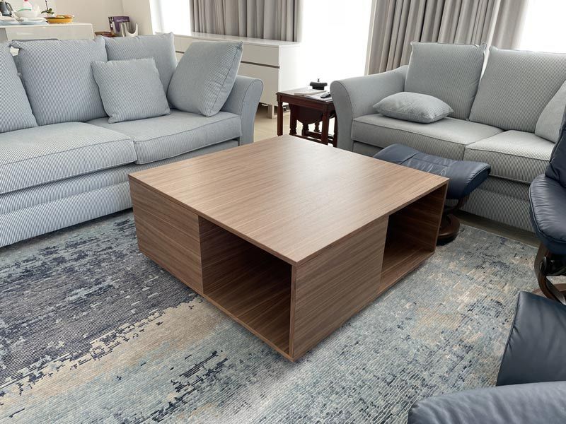 Living Room With Gray Sofas, a Wood Coffee Table, and a Patterned Rug — Norrland in Warners Bay, NSW