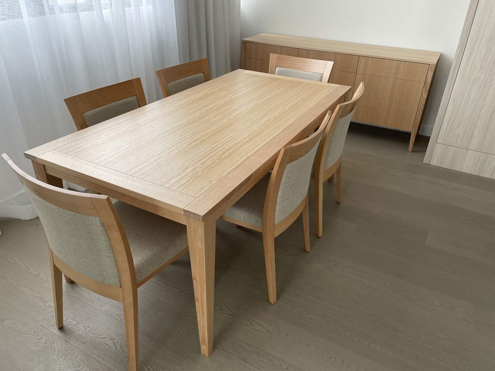 Dining Room Set: Light Wood Table With Six Chairs, Matching Sideboard — Norrland in Warners Bay, NSW