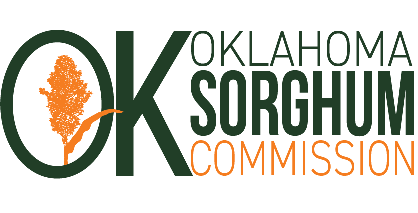 The oklahoma sorghum commission logo is green and orange