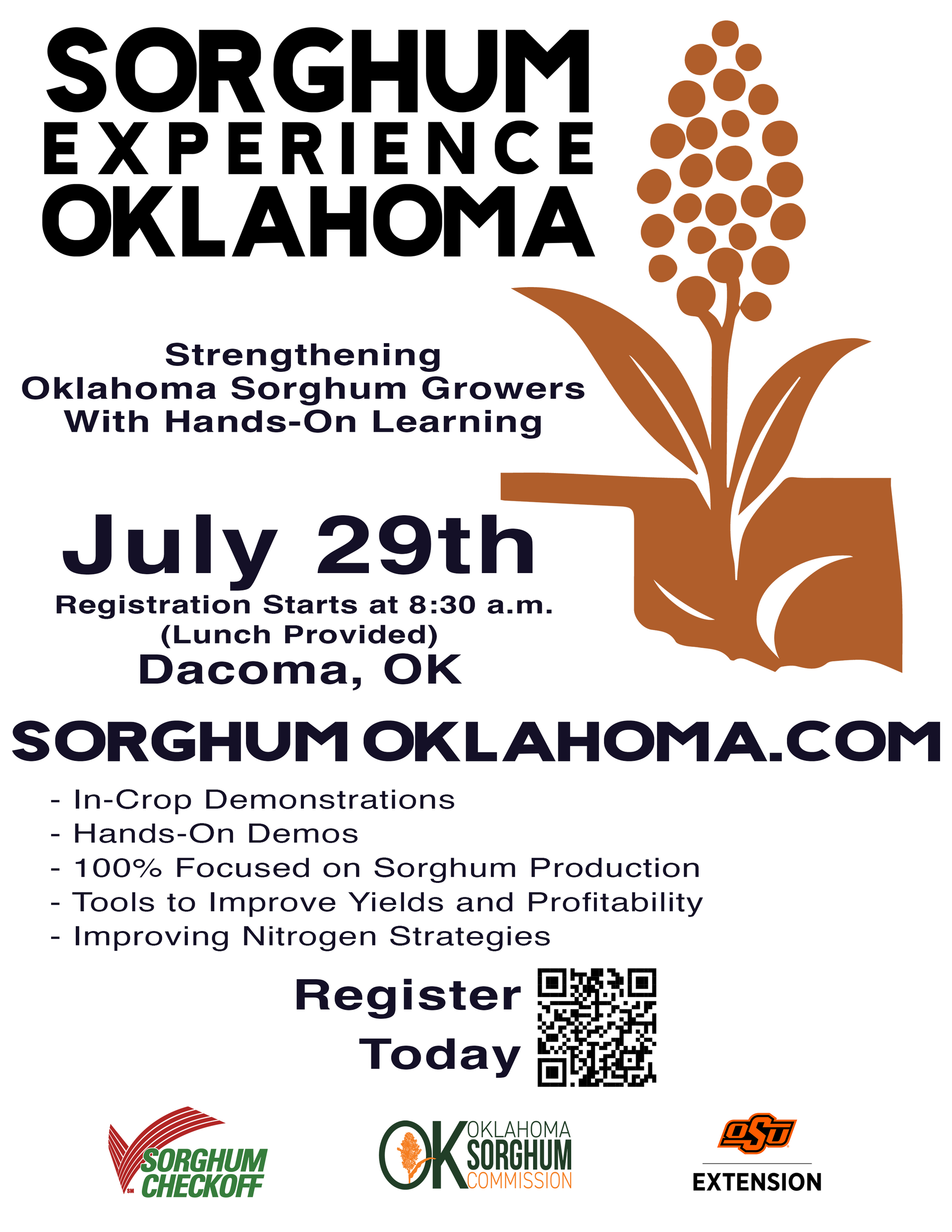 A poster for sorghum experience oklahoma on july 29th