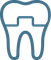 Tooth icon with dental filling.