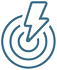 Blue target with a lightning bolt striking the center.