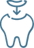 Tooth with a missing section; a crown is being placed on it.