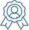 Blue badge with person icon inside.