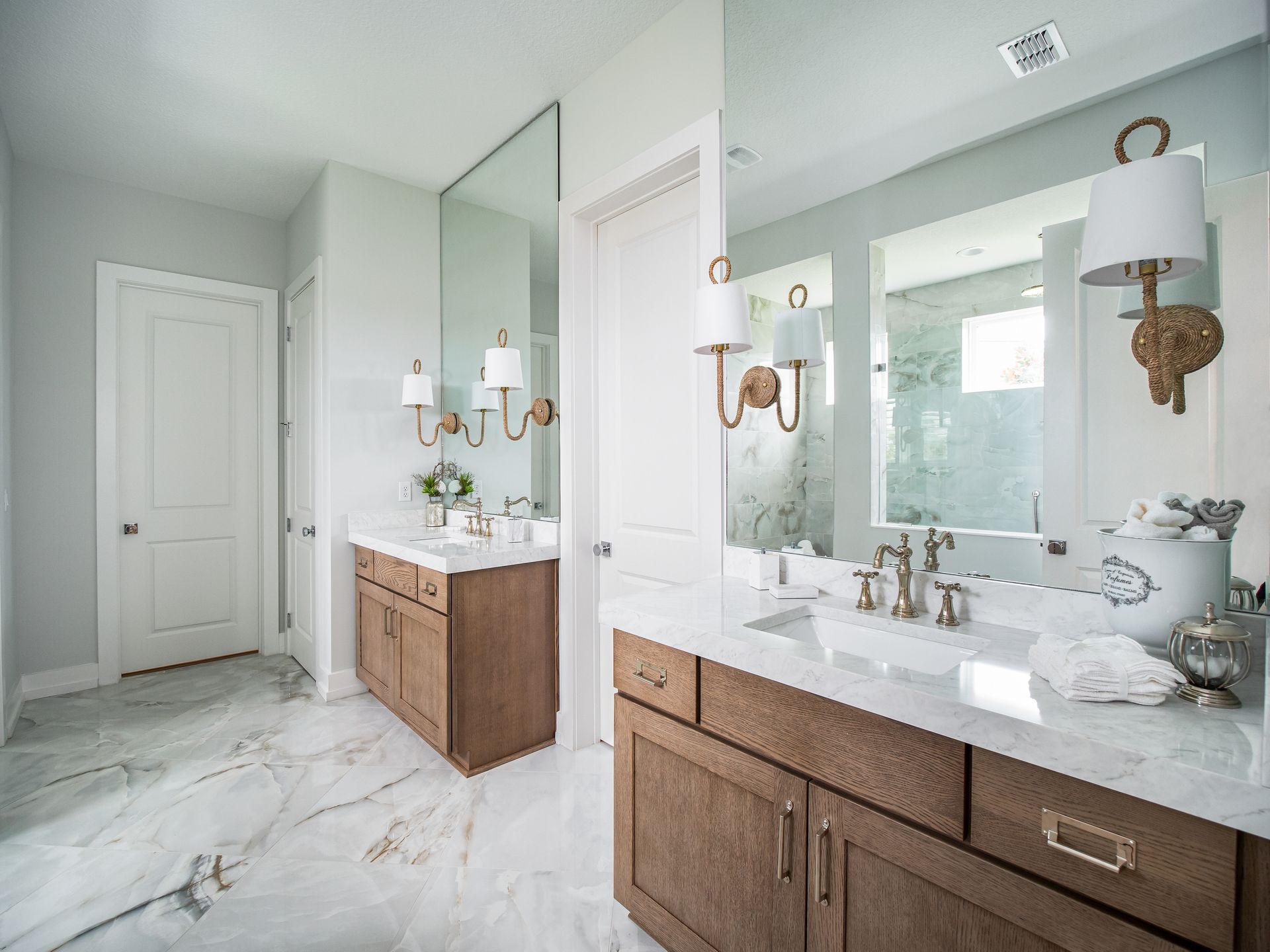 Spacious Modern Bathroom With Double Sinks — Barrington Coast Homes in Tallwoods, NSW 
