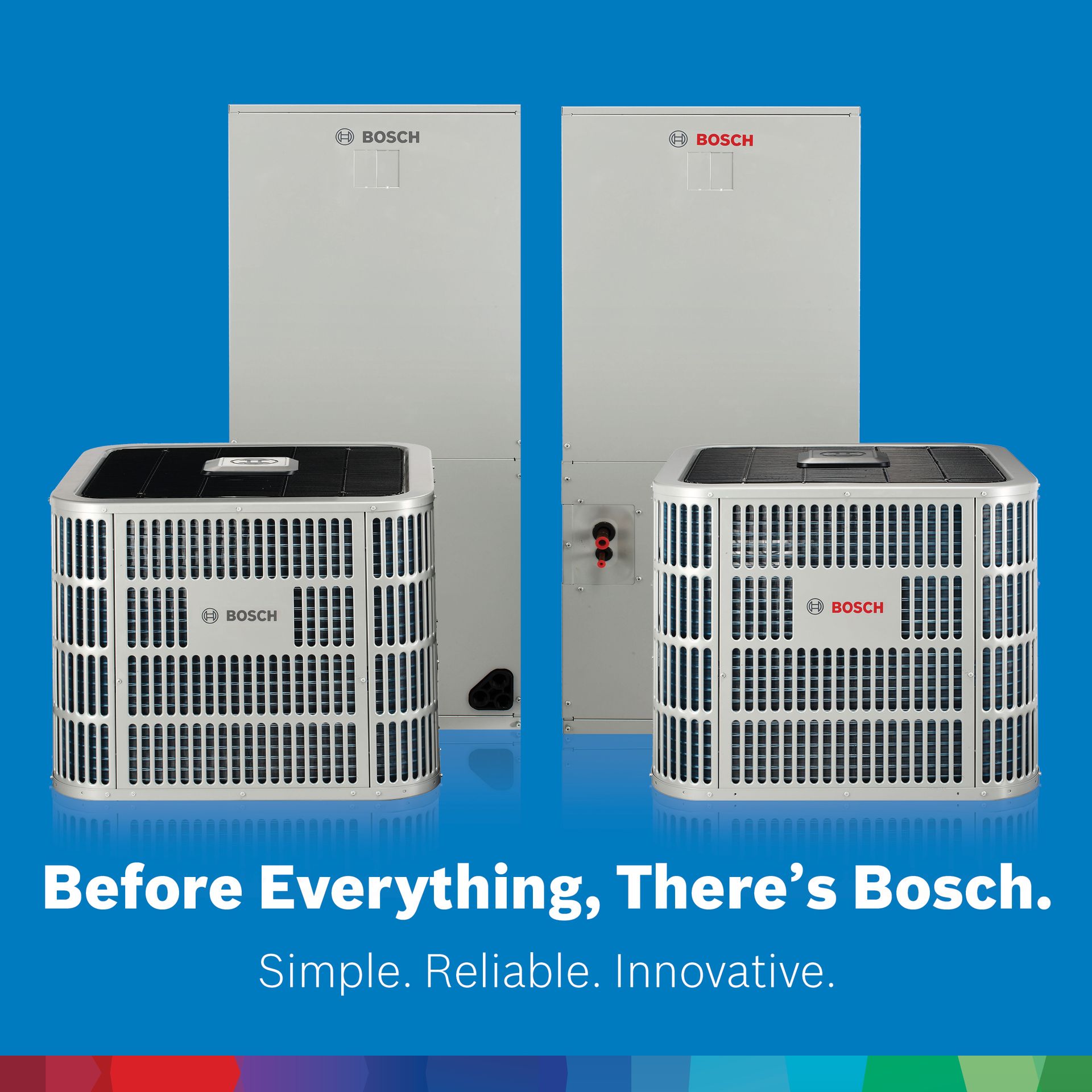 A picture of two bosch air conditioners on a blue background