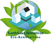 EarthSake Initiatives Eco-Renovations logo with green leaves, globe, and house icons
