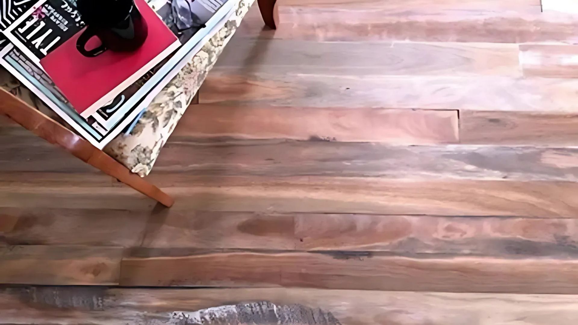 Wooden floor with a table and magazines — Boundary Creek Timber in Wallaville, QLD