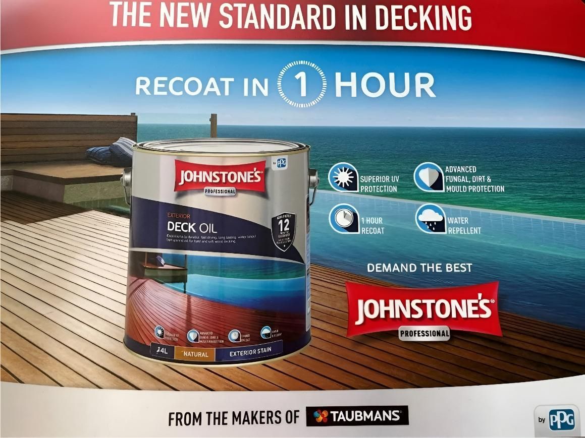 Johnstone's Decking Paint Can on a Wooden Deck — Boundary Creek Timber in Wallaville, QLD