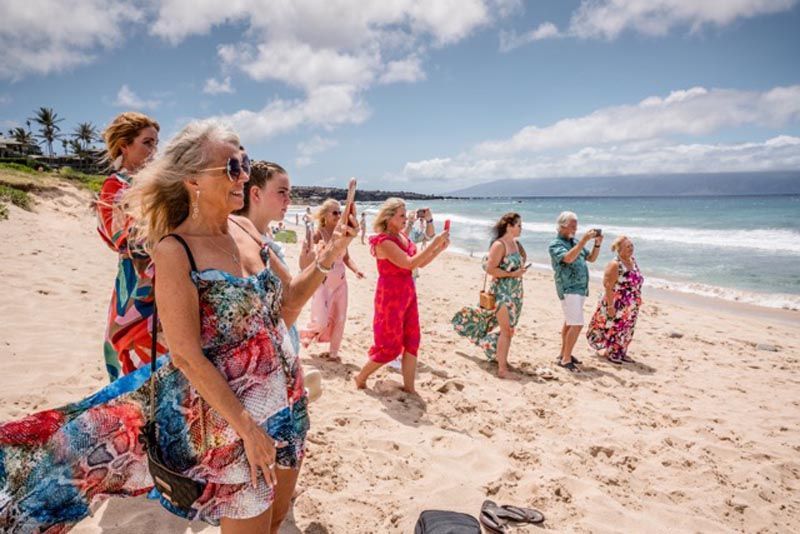 large group on beach