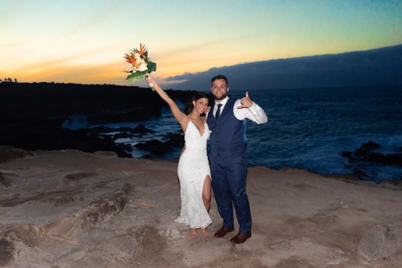 couple on beach at sunset