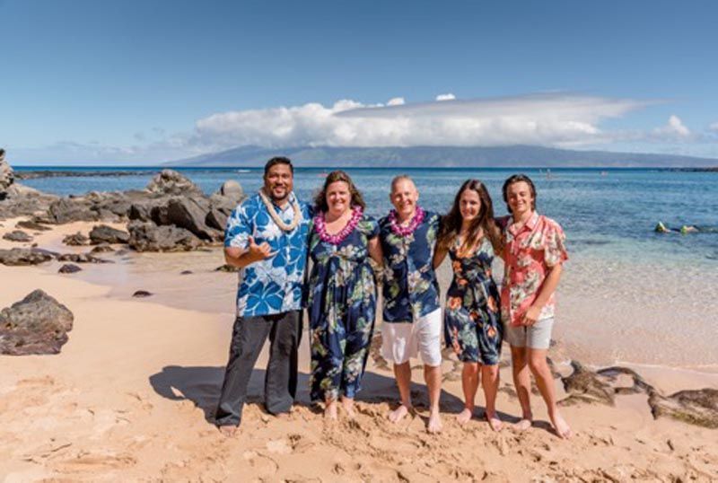 5 people on beach