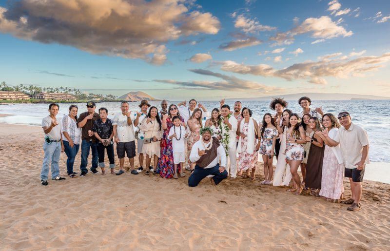 large group on beach