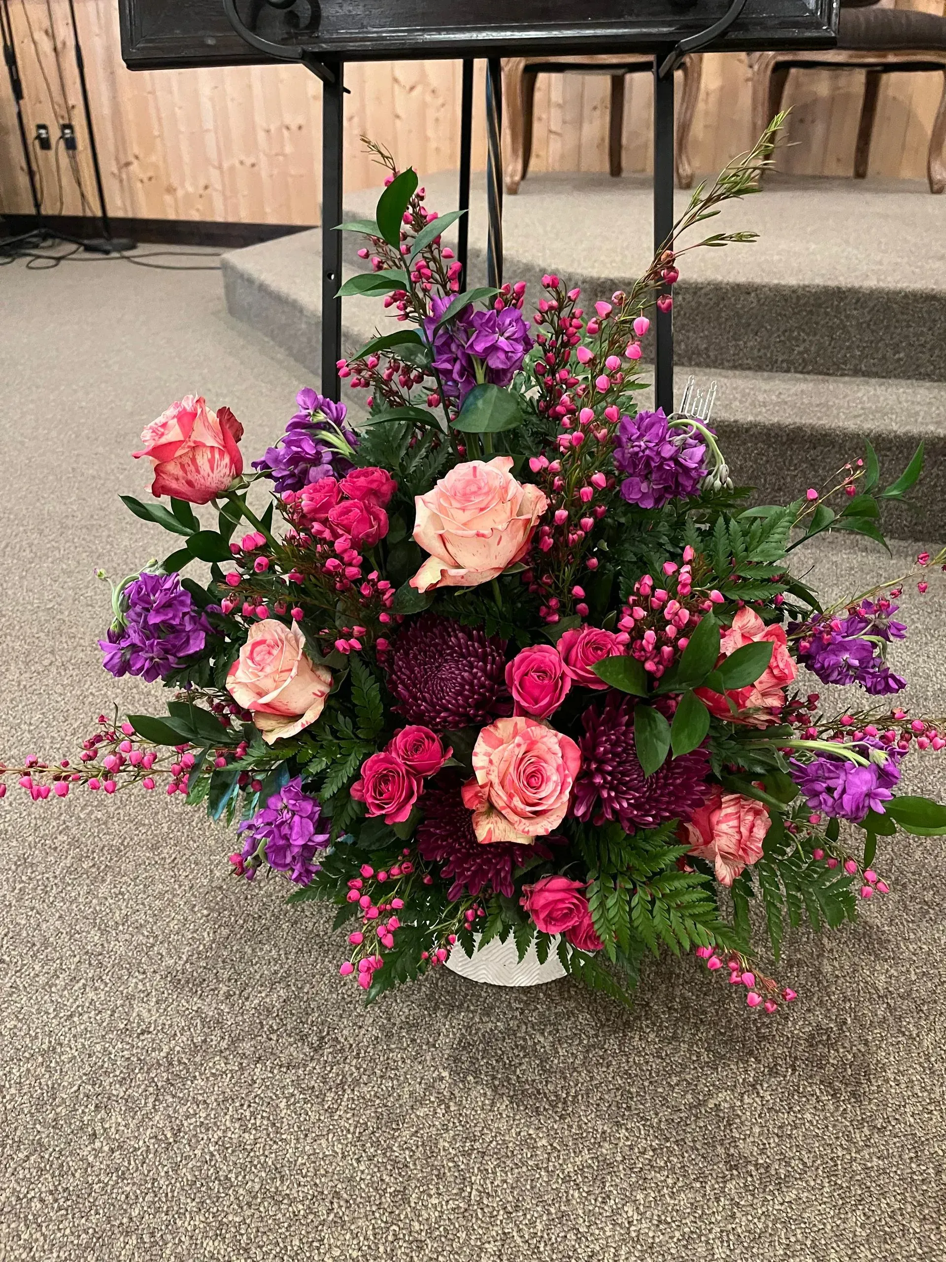 pink and purple flower arrangement