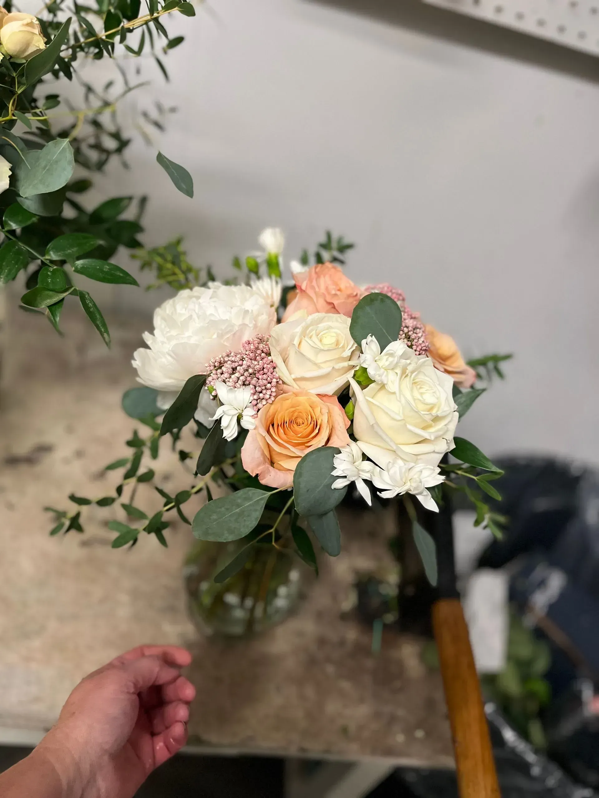 peach and white bouquet