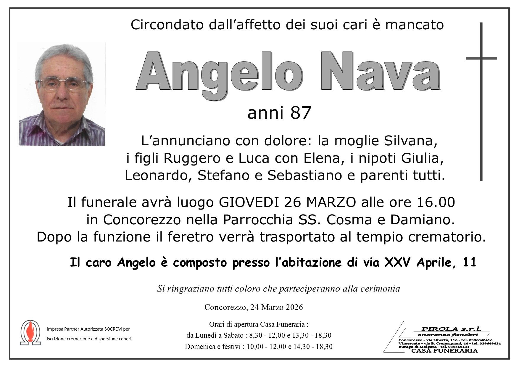 Lutti Esposti - Necrologi | Pirola Onoranze Funebri s.r.l. Vimercate
