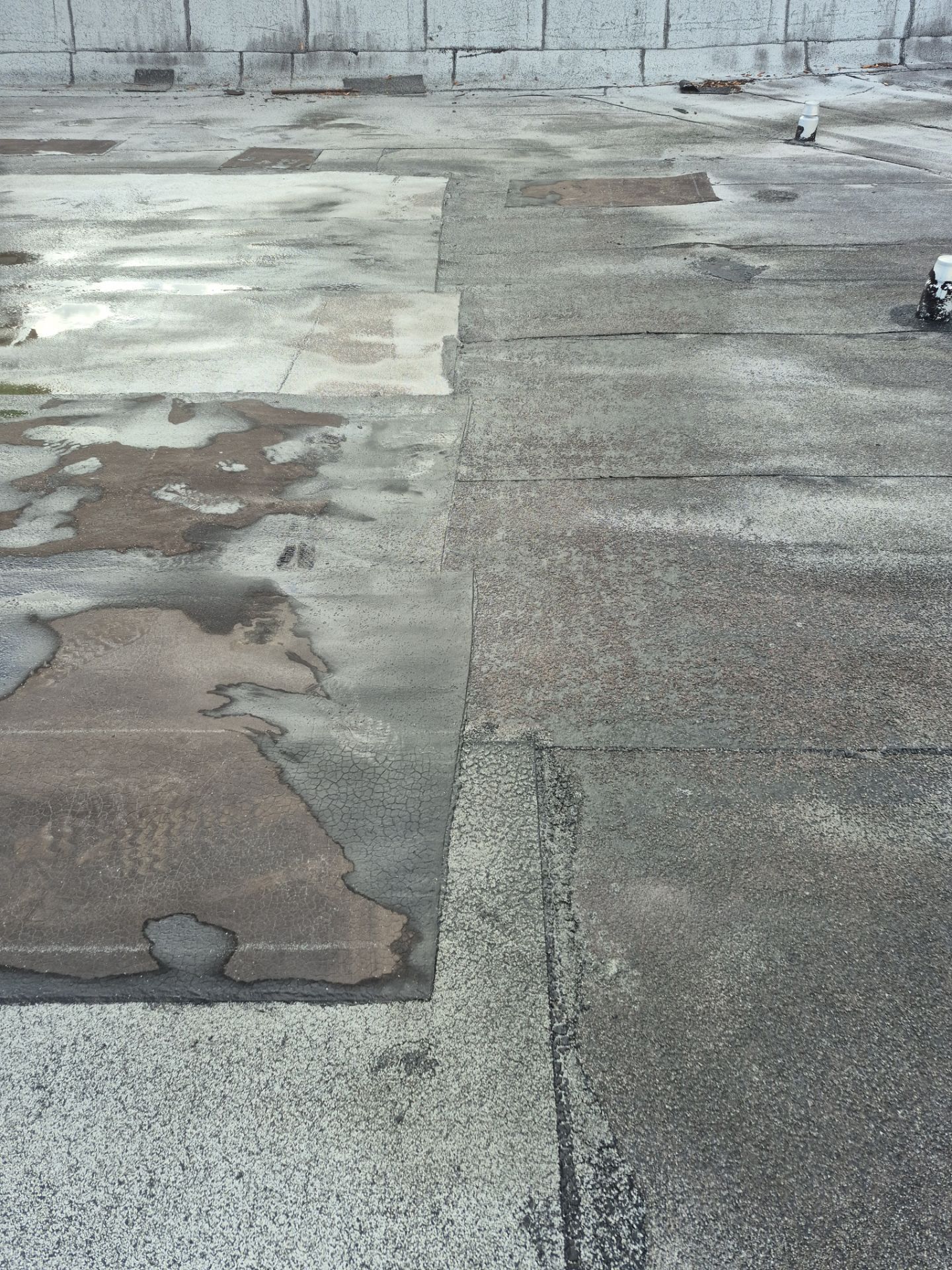 Ponding water on commercial flat roof