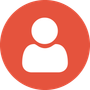 White user silhouette inside an orange-red circle icon on a white background