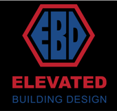 Logo: "EBD" in blue within a red hexagon, above "ELEVATED BUILDING DESIGN" in red and blue text.