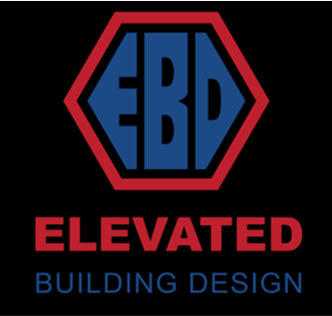 Logo Logo: "EBD" in blue within a red hexagon, above "ELEVATED BUILDING DESIGN" in red and blue text.