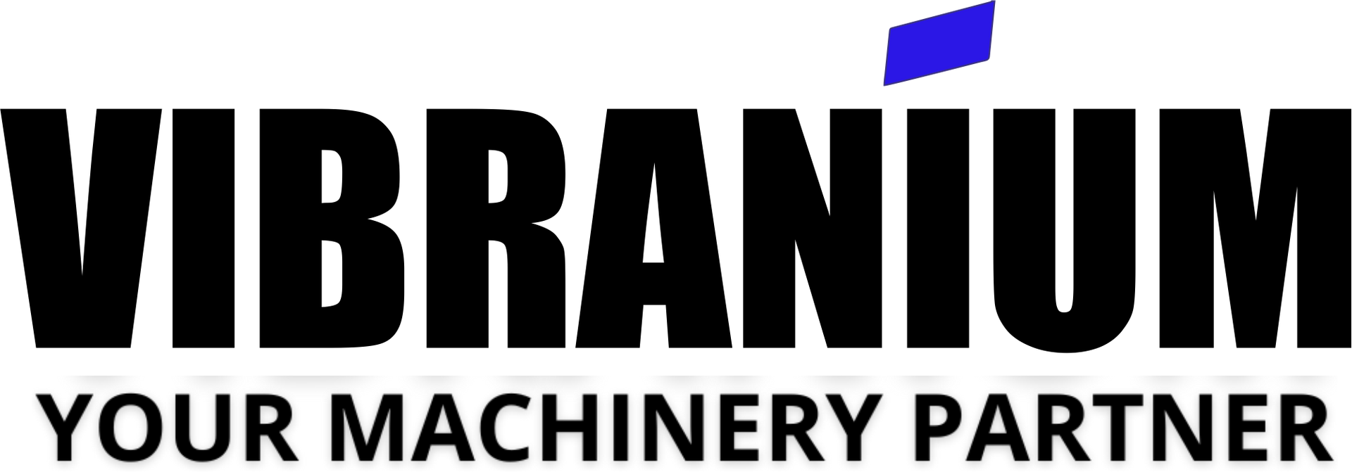 Vibranium logo with black bold text and a blue element; tagline 