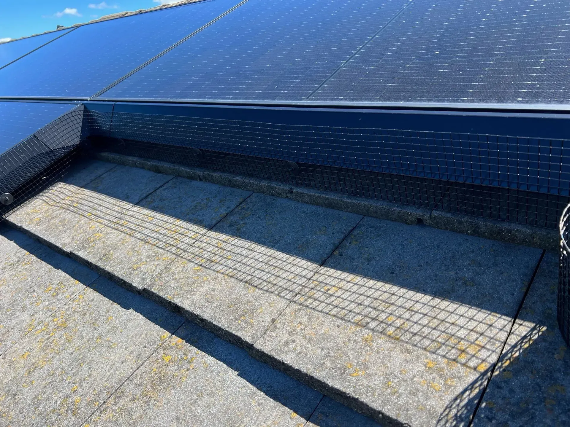 A roof with a lot of solar panels on it