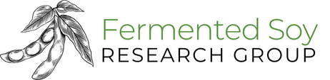 A logo for fermented soy research group with a picture of soybeans.