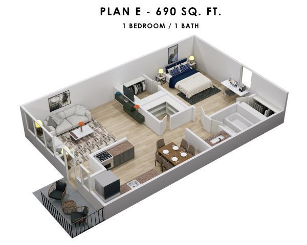 Leaf Hollow Apts - 1 bed Plan E