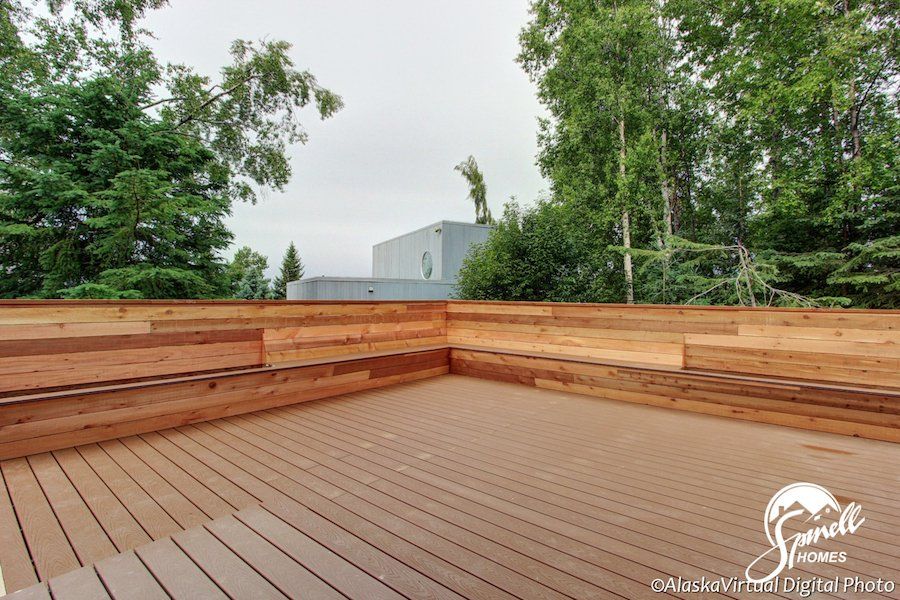 Spinell Homes | New Custom Homes | Anchorage Alaska | Outdoor Space | Backyard | Front Lawn | Wooden Deck | Patio