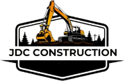 JDC Construction logo with excavator and dump truck in black, orange, and white