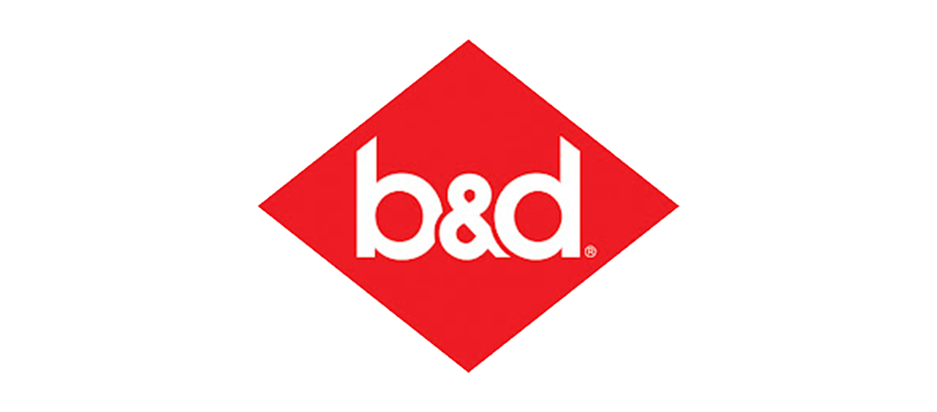 The b & d logo is a red diamond on a white background.