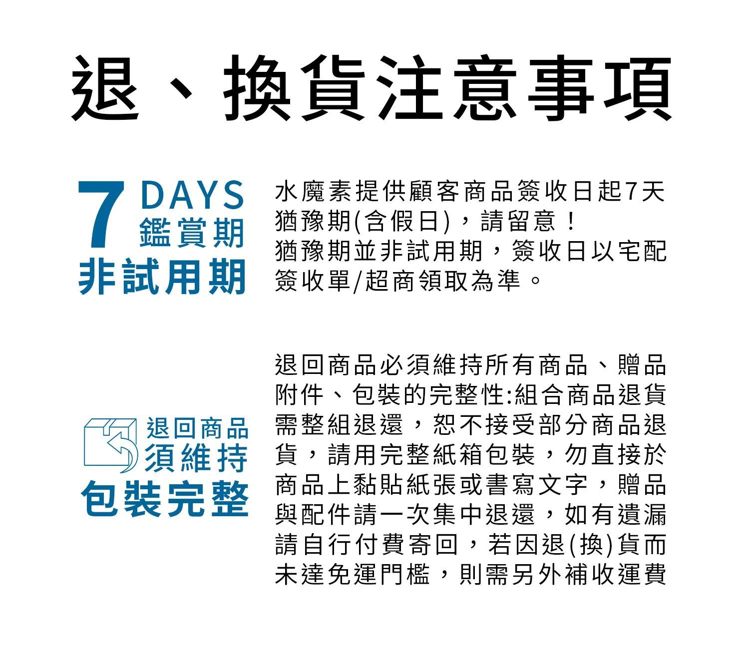水魔素產品退換貨注意事項