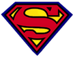 A red superman logo on a white background