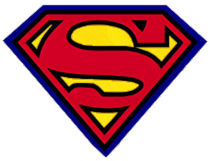 A red superman logo on a white background