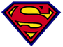 A red superman logo on a white background