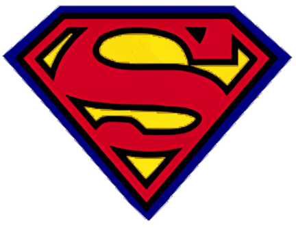 A red superman logo on a white background