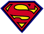 A red superman logo on a white background