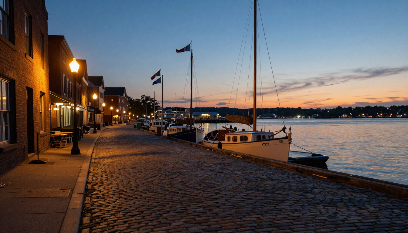 Scenic view of Portland Maine waterfront and vacation rental district.