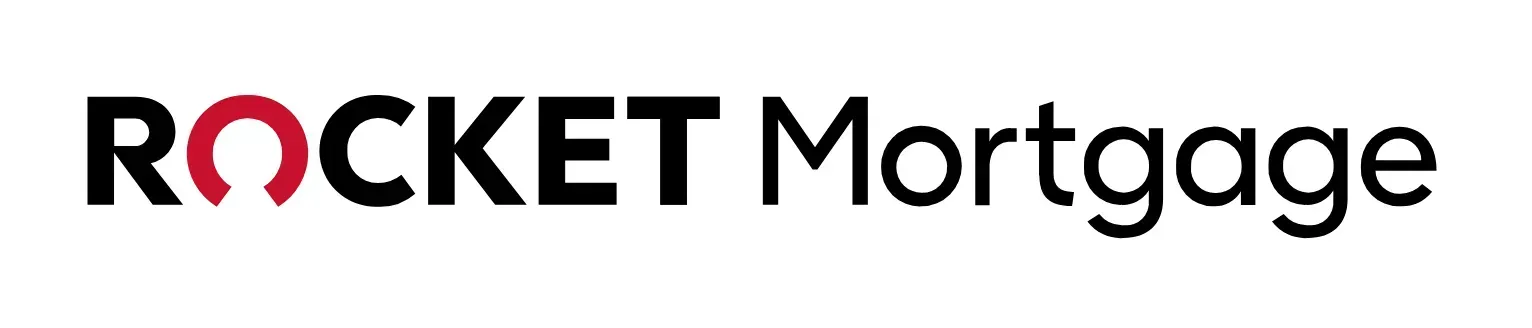 Rocket Mortgage logo: black text "ROCKET Mortgage" with a red "O" in "ROCKET".
